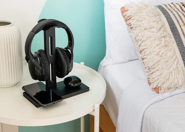 Alt view image 5 of 7 - 5-in-1 Headphone Stand with Wireless Charger, IAQST303B, Black