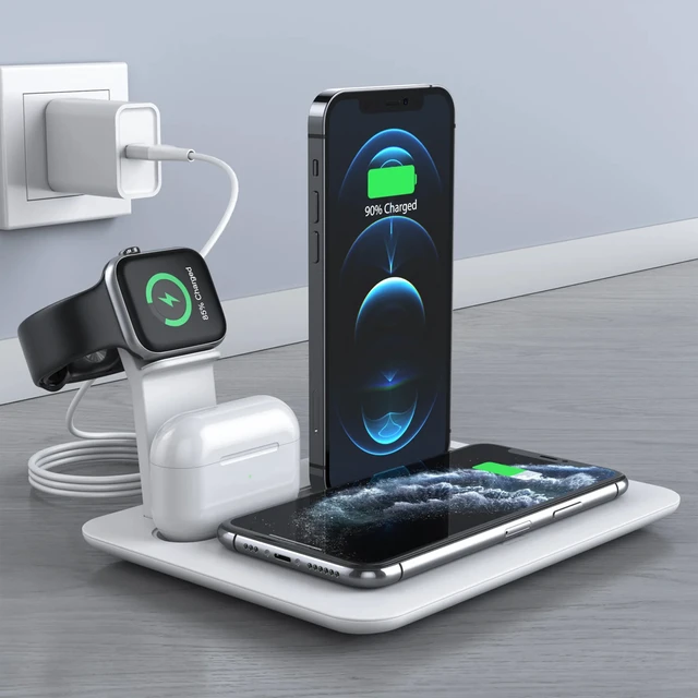 Alt view image 3 of 3 - TRX-UD17-WHT 4 in. 1 Fast Charge Wireless Charging Station in White