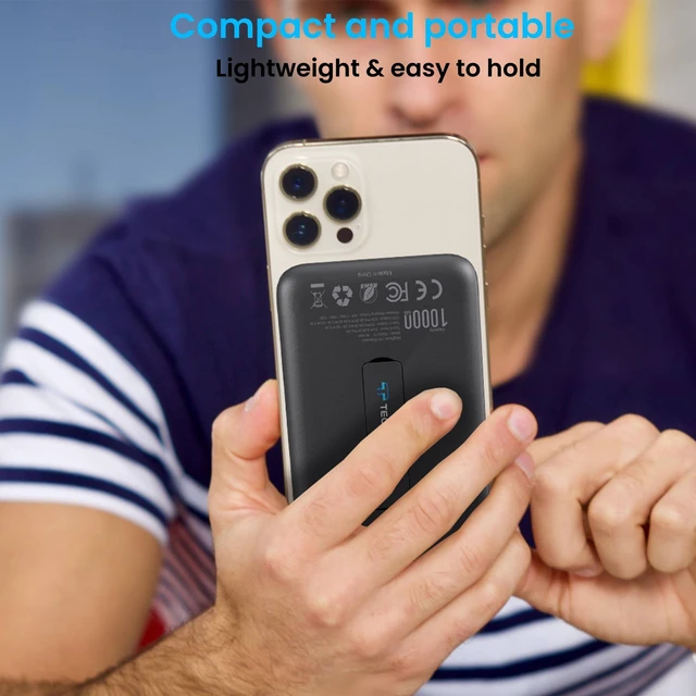 Alt view image 7 of 7 - 10000mAh Magnetic Wireless Power Bank with Kickstand, Portable Charger for iPhone 12, 13, 14, 15 only
