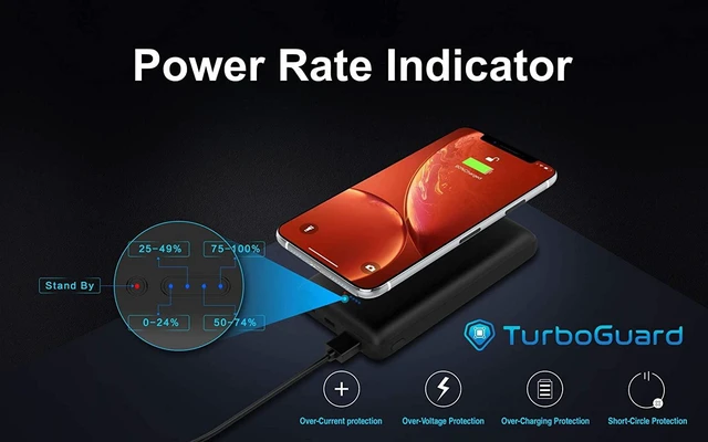 Alt view image 2 of 7 - 20000mAh Qi Wireless Power Bank with Anti-slip Suction Cups, 18W USB-C Portable Charger. Compatible with iPhone 14, 13, 12, XS, X, XR, Samsung S22, S21, S20, S10, S9, LG ThinQ