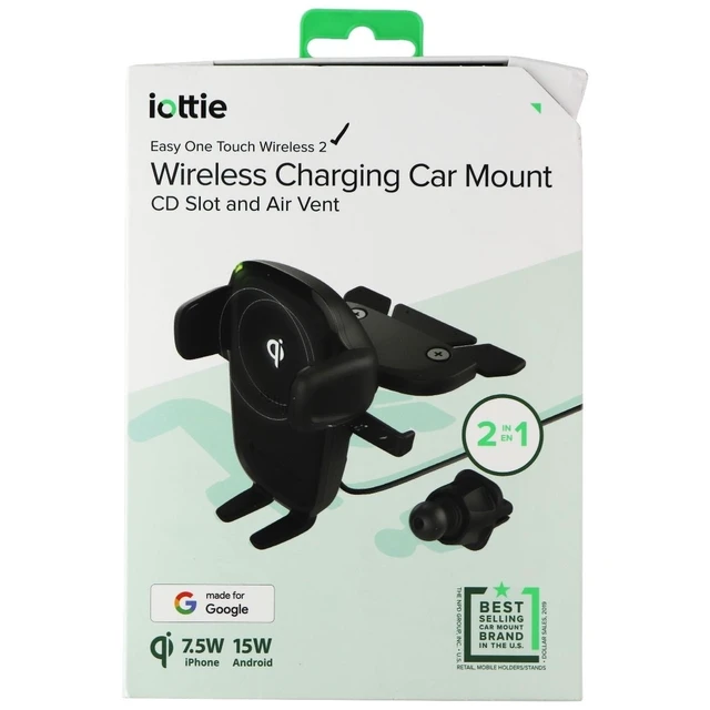Alt view image 5 of 5 - Wireless Car Charger Easy One Touch Qi Charging CD Slot + Air Vent Combo