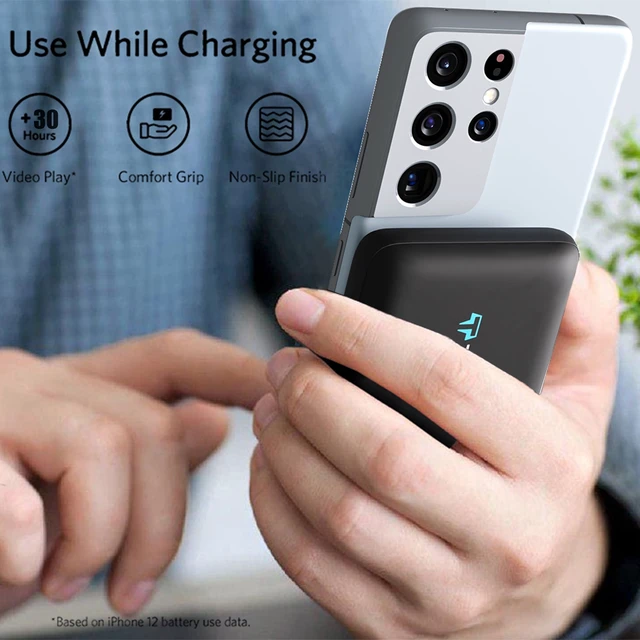 Alt view image 2 of 7 - 10000mAh 18W USB-C PD Qi Wireless Power Bank Portable Charger with Anti-Slip Suction Cups. Compatible with iPhone, Samsung Galaxy, LG ThinQ, Droid, and More