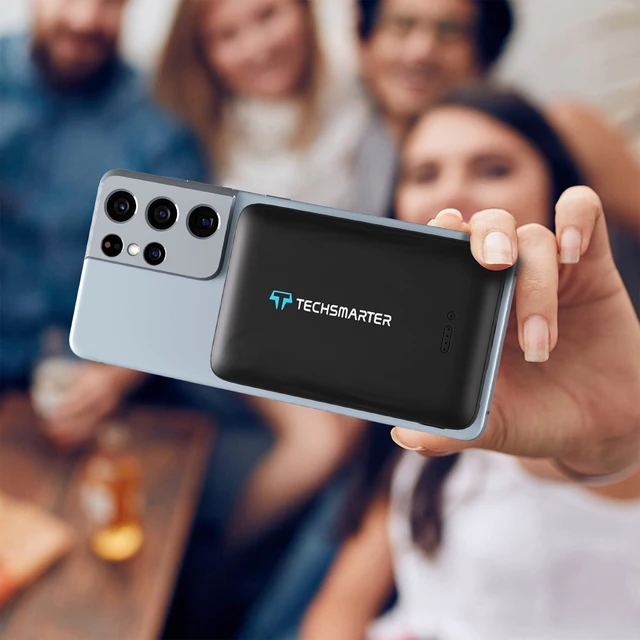 Alt view image 3 of 7 - 10000mAh 18W USB-C PD Qi Wireless Power Bank Portable Charger with Anti-Slip Suction Cups. Compatible with iPhone, Samsung Galaxy, LG ThinQ, Droid, and More