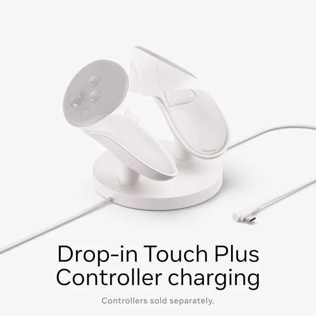 Alt view image 4 of 7 - Quest Compact Charging Dock Works with Meta Quest 3/3S Extended Headset Charging Cable Wireless Charging for Touch Plus Controllers