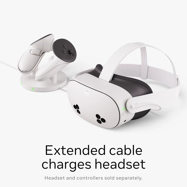 Alt view image 3 of 7 - Quest Compact Charging Dock Works with Meta Quest 3/3S Extended Headset Charging Cable Wireless Charging for Touch Plus Controllers