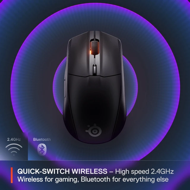 Alt view image 5 of 7 - Rival 3 Wireless Gaming Mouse Gen 2 -Ultra-fast 2.4 GHz/Bluetooth 5.0 /Quantum 2.0 Dual Wireless technology/mechanical switches/400 hr+ Battery life/Gaming grade/Black