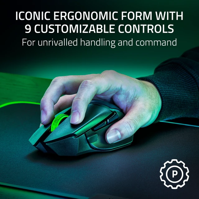 Alt view image 2 of 7 - Basilisk V3 X Hyperspeed Wireless Gaming Mouse for PC, RGB Chroma, Black