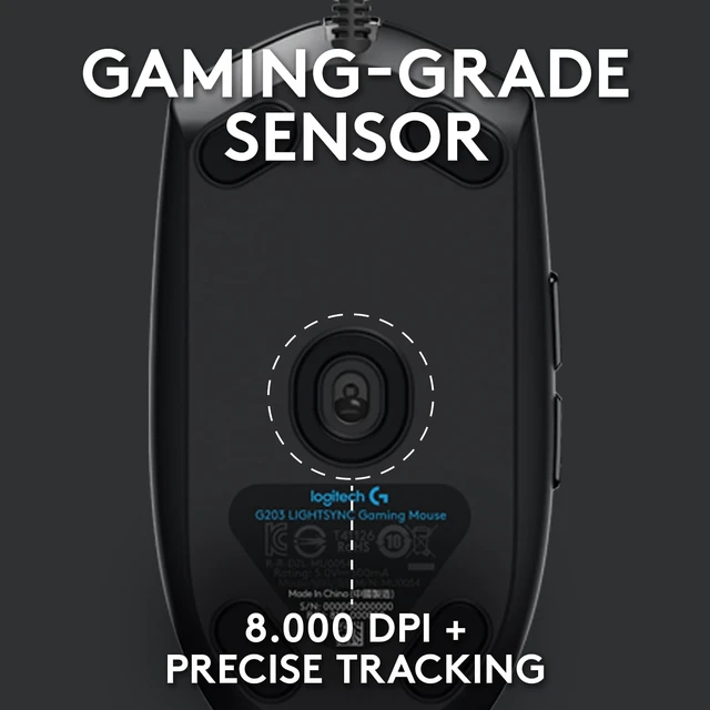 Alt view image 2 of 7 - G203 LIGHTSYNC Gaming Mouse, 8,000 DPI, Black