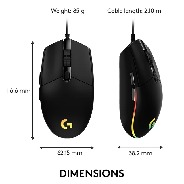 Alt view image 4 of 7 - G203 LIGHTSYNC Gaming Mouse, 8,000 DPI, Black