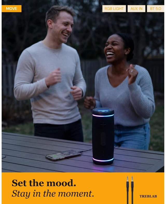 Alt view image 6 of 7 - HD77 Waterproof Bluetooth Speaker, 30W Deep Bass, RGB Light, 20H | TWS Pairing for True Stereo, USB-C Fast Charge, AUX Input Portable Wireless Speaker for Outdoor & Backyard Use