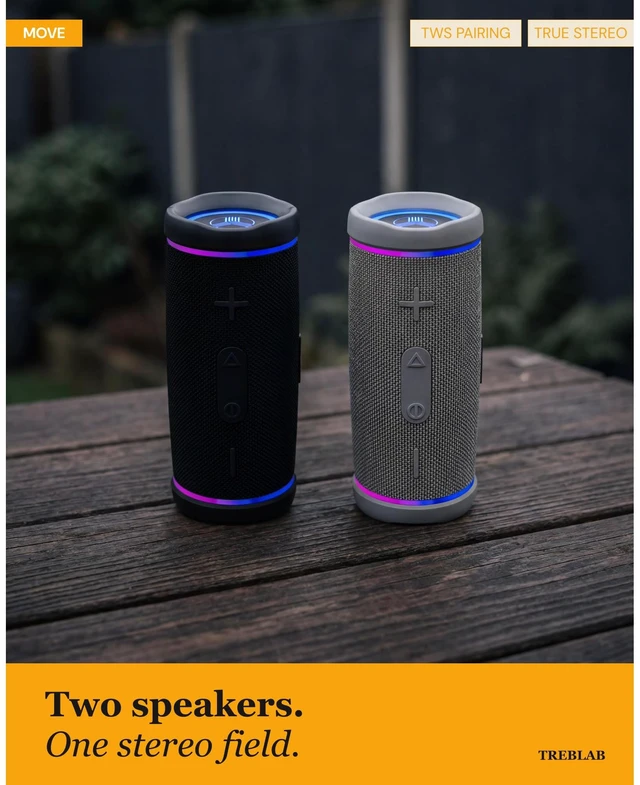 Alt view image 7 of 7 - HD77 Waterproof Bluetooth Speaker, 30W Deep Bass, RGB Light, 20H | TWS Pairing for True Stereo, USB-C Fast Charge, AUX Input Portable Wireless Speaker for Outdoor & Backyard Use