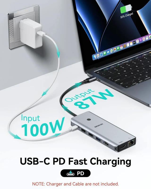 Alt view image 2 of 3 - USB C Docking Station Dual Monitor 2 HDMI for Dell/HP/Lenovo Laptop | USB C Hub 2 HDMI Dual HDMI, Turn off Screen Button, 4*USB C 3.0/2*USB A 3.0/2*USB A 2.0/Ethernet Port/USB C Charging Port