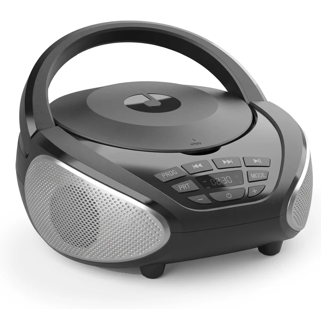 Main image of Portable CD Player Boombox with FM Radio and Speakers for Home | CD/CD-R/CD-RW, Clear Stereo Sound, AUX/Live input, Type-C power or 4 C batteries, headphone jack, PROG/repeat