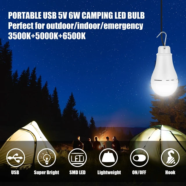 Alt view image 4 of 6 - 6 Pcs USB Light String LED Portable Light Bulb USB Strip Emergency Lighting | 6.6 ft Length Cord Camping Lantern with Splitter Cable for Camping Porch Backyard Garage Warehouse Truck Fishing Boat