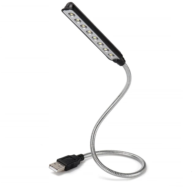 Main image of ULT05 USB LED Reading Light Keyboard Lamp Flexible Gooseneck | 8 LED Bulbs, 80,000 Hour Lifespan, No Batteries Required, PC & Mac Compatible, USB Powered