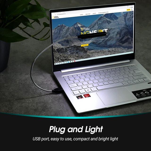 Alt view image 2 of 7 - ULT05 USB LED Reading Light Keyboard Lamp Flexible Gooseneck | 8 LED Bulbs, 80,000 Hour Lifespan, No Batteries Required, PC & Mac Compatible, USB Powered