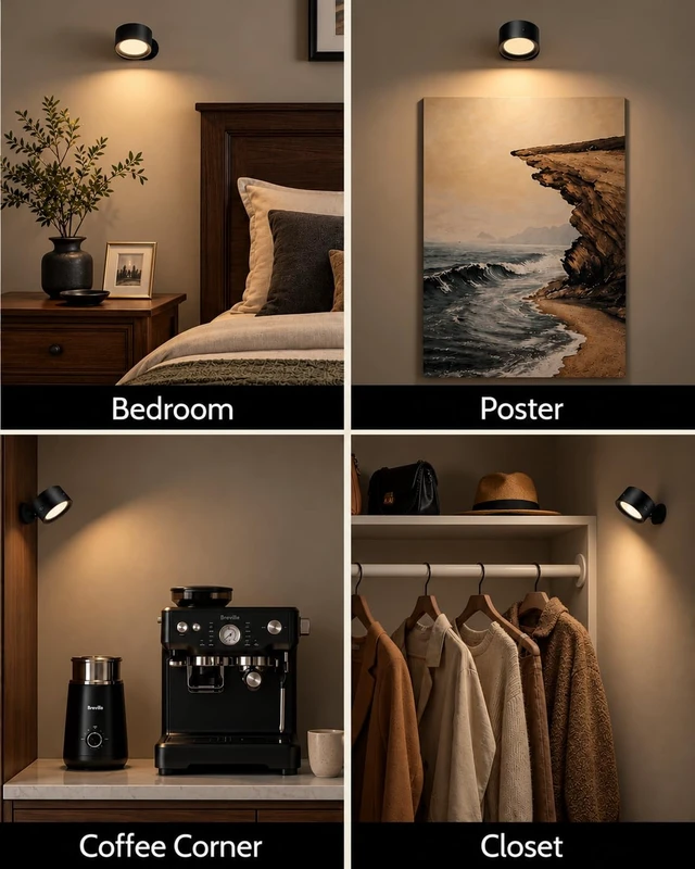 Alt view image 7 of 7 - Rechargeable Wall Sconces with Remote, Magnetic Wall Lights, Black | 3 Color Temperatures, Remote & Touch, Dimming, 360° Rotation for Living Room, Bedroom & Reading, 2 Pack