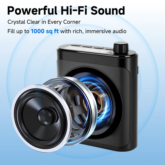 Alt view image 4 of 7 - Voice Amplifier for Teachers with 2 Magnetic Wireless Microphones | Portable Bluetooth Speaker & Rechargeable Voice Amplifier for Teachers, Tour Guides, Fitness & Yoga Instructors