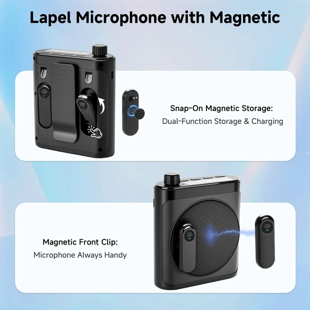 Alt view image 6 of 7 - Voice Amplifier for Teachers with 2 Magnetic Wireless Microphones | Portable Bluetooth Speaker & Rechargeable Voice Amplifier for Teachers, Tour Guides, Fitness & Yoga Instructors