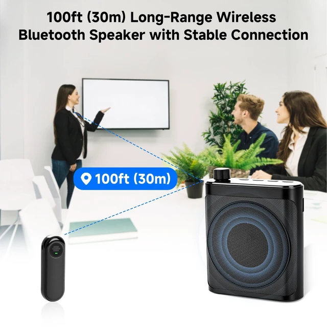 Alt view image 7 of 7 - Voice Amplifier for Teachers with 2 Magnetic Wireless Microphones | Portable Bluetooth Speaker & Rechargeable Voice Amplifier for Teachers, Tour Guides, Fitness & Yoga Instructors