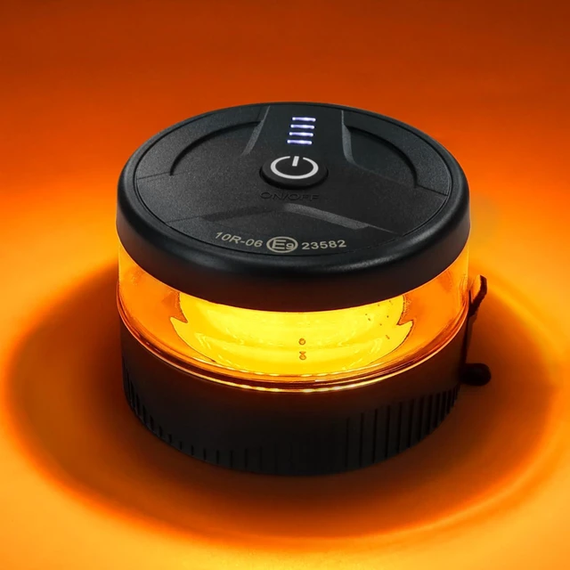 Main image of Magnetic Wireless Beacon Light, USB-C Strobe Light, Amber | Rechargeable, IP67 Waterproof, Mini Emergency Flashing for Truck, Tractor, Plow, UTV, Golf Cart