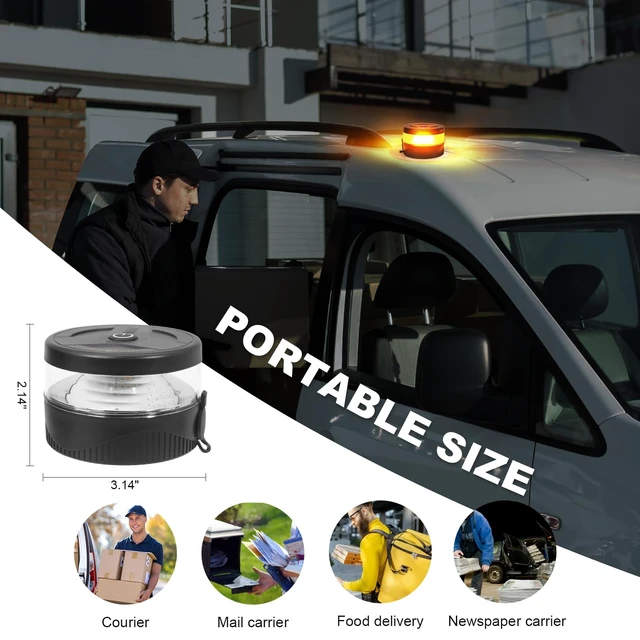 Alt view image 5 of 7 - Magnetic Wireless Beacon Light, USB-C Strobe Light, Amber | Rechargeable, IP67 Waterproof, Mini Emergency Flashing for Truck, Tractor, Plow, UTV, Golf Cart