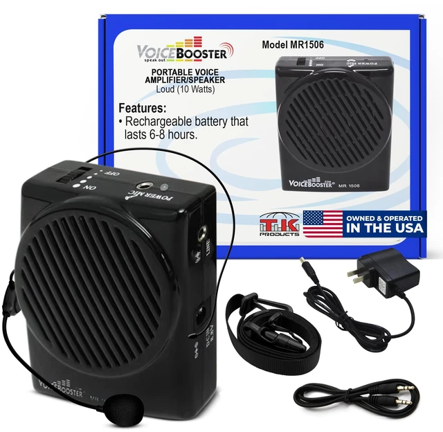 Main image of Voice Amplifier for Teachers, 10W Rechargeable Speaker MR1506 | Small Portable Speaker with Wired Microphone Headset, Built-in MP3 Player for Classroom, Tour Guide, Public Speaking