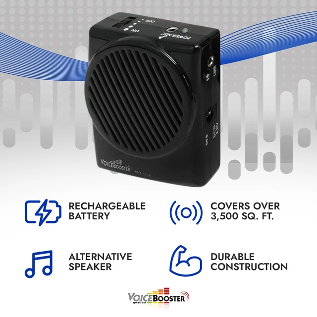 Alt view image 3 of 7 - Voice Amplifier for Teachers, 10W Rechargeable Speaker MR1506 | Small Portable Speaker with Wired Microphone Headset, Built-in MP3 Player for Classroom, Tour Guide, Public Speaking