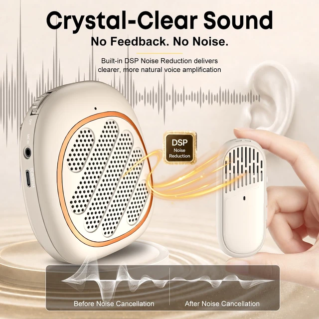 Alt view image 5 of 7 - Portable Voice Amplifier for Teachers, Wireless Microphone10W Speaker | Wireless Lavalier Mic, DSP Noise Reduction, Hands-Free, USB-C Rechargeable, for Classroom, Tours, Training