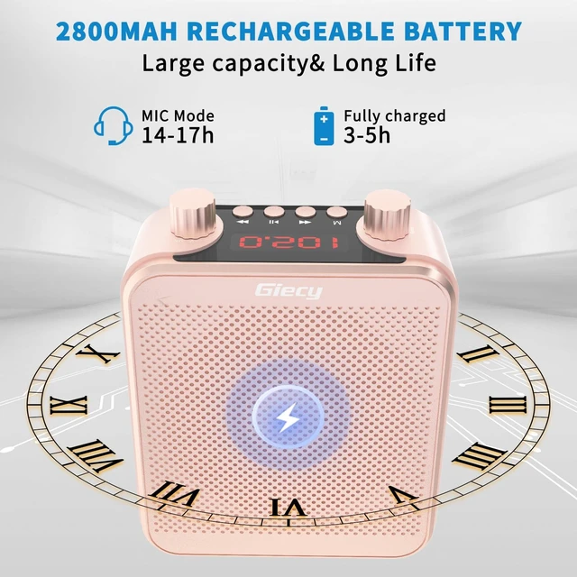 Alt view image 4 of 7 - 30W Portable Voice Amplifier with Wired Microphone Headset, 2800mAh Rechargeable PA System Speaker Personal Microphone Speech Power Amplifiers Loudspeaker for Teachers/Metting/Tour Guide