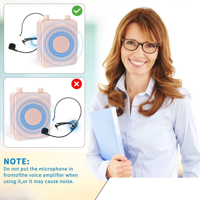 Alt view image 5 of 7 - 30W Portable Voice Amplifier with Wired Microphone Headset, 2800mAh Rechargeable PA System Speaker Personal Microphone Speech Power Amplifiers Loudspeaker for Teachers/Metting/Tour Guide