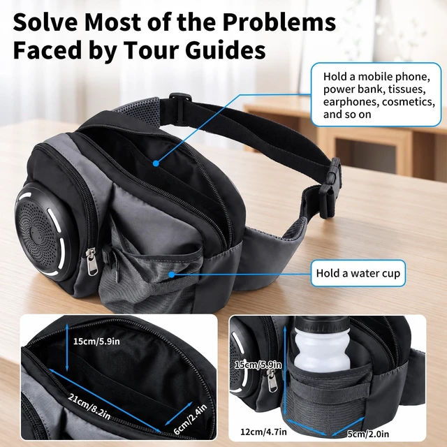 Alt view image 6 of 7 - Voice Amplifier for Teachers, Wired Microphone Headset Waistband | Rechargeable Voice Amplifier with Water Bottle Pocket, Speaker for Tour Guide, Class, Speech, Training(Waist-Pack)