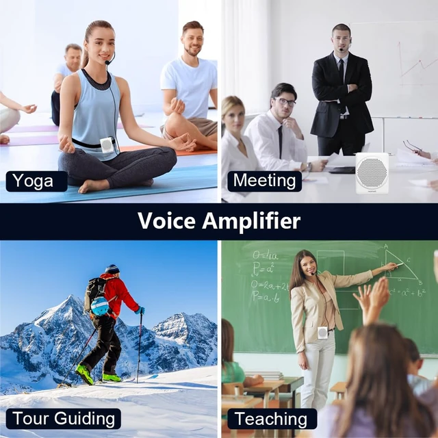 Alt view image 4 of 7 - Mini Voice Amplifier Microphone Headset, 3 Hours Quick Charging and up to 30 Hours Play, Personal Voice Amplifier Portable Speaker Mic for Teachers, Training, Tour Guide (White)