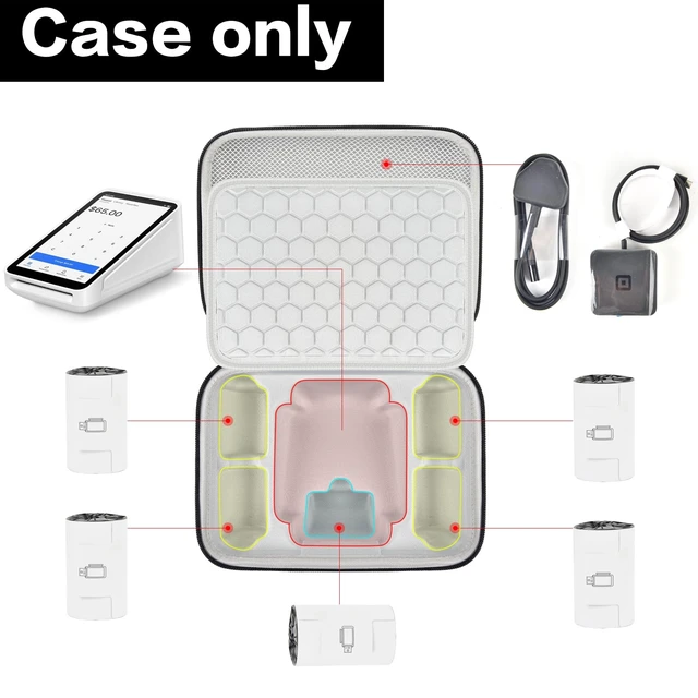 Alt view image 2 of 7 - Hard Carrying Case for Square Terminal Credit Card Reader | Mesh Pocket, Holder for Terminal Charger and Over 5 Receipt, Scratch-Resistant Dustproof,Bag Only, Black+Orange Zipper