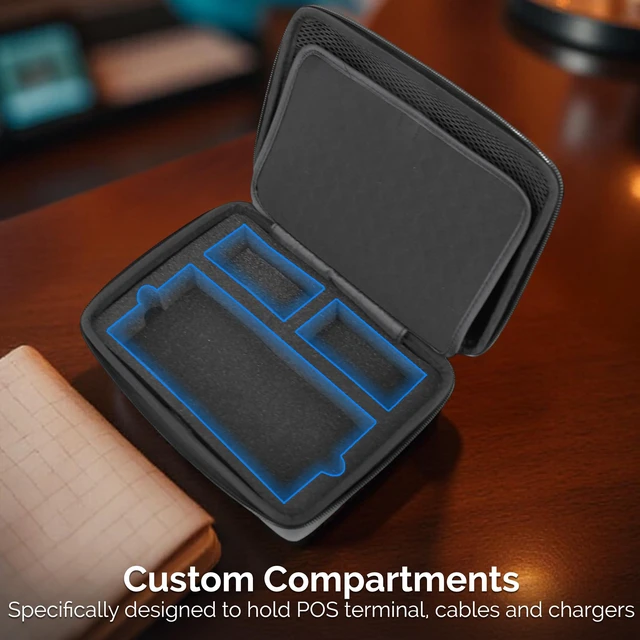 Alt view image 3 of 7 - Travel Case Compatible With Square Handheld Credit Card Machine Point of Sale Card Reader, Impact Resistant Exterior With Padded Foam Screen Protection and Storage For Accessories