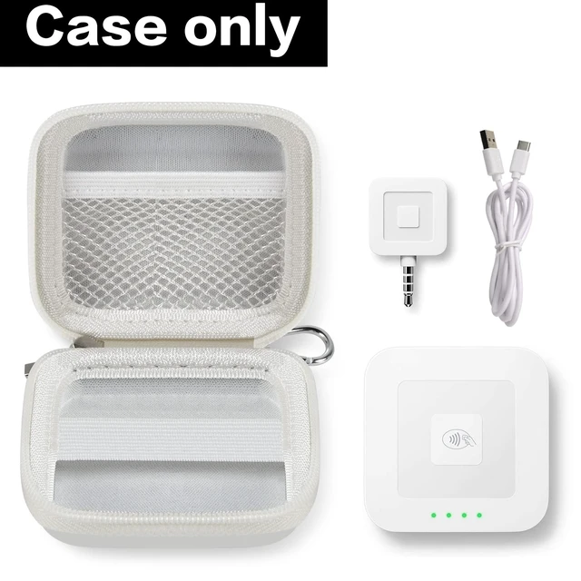 Alt view image 2 of 7 - Hard Case for Square Reader for Contactless and Chip (2nd Gen) | Hard EVA Protects from Drops and Pressure; Mesh Pocket Organizes USB Cable, Carabiner Clips to Work Bags, White, Case Only