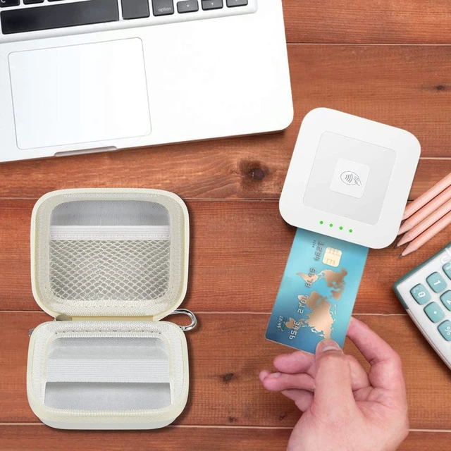 Alt view image 6 of 7 - Hard Case for Square Reader for Contactless and Chip (2nd Gen) | Hard EVA Protects from Drops and Pressure; Mesh Pocket Organizes USB Cable, Carabiner Clips to Work Bags, White, Case Only