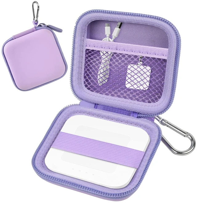 Main image of Hard Case for Square Reader for Contactless and Chip (2nd Gen) | Hard EVA Protects from Drops and Pressure; Mesh Pocket Organizes USB Cable, Carabiner Clips to Work Bags, Purple, Case Only