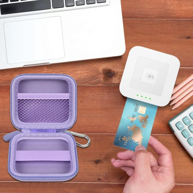 Alt view image 6 of 7 - Hard Case for Square Reader for Contactless and Chip (2nd Gen) | Hard EVA Protects from Drops and Pressure; Mesh Pocket Organizes USB Cable, Carabiner Clips to Work Bags, Purple, Case Only