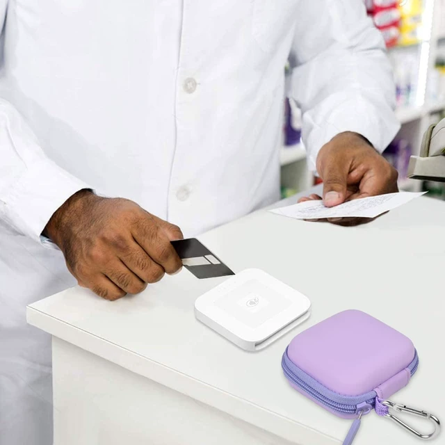 Alt view image 7 of 7 - Hard Case for Square Reader for Contactless and Chip (2nd Gen) | Hard EVA Protects from Drops and Pressure; Mesh Pocket Organizes USB Cable, Carabiner Clips to Work Bags, Purple, Case Only