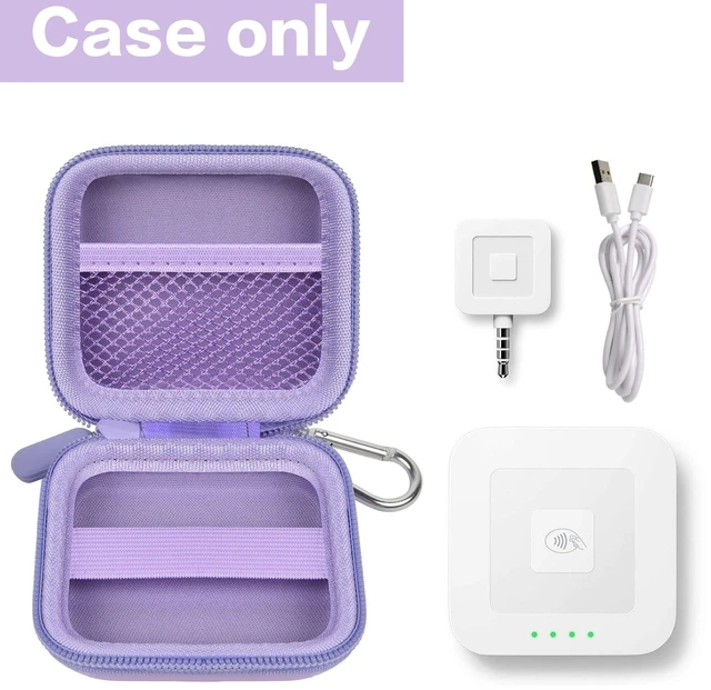 Alt view image 2 of 7 - Hard Case for Square Reader for Contactless and Chip (2nd Gen) | Hard EVA Protects from Drops and Pressure; Mesh Pocket Organizes USB Cable, Carabiner Clips to Work Bags, Purple, Case Only