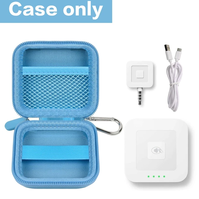 Alt view image 2 of 7 - Hard Case for Square Reader for Contactless and Chip (2nd Gen) | Hard EVA Protects from Drops and Pressure; Mesh Pocket Organizes USB Cable, Carabiner Clips to Work Bags, Blue, Case Only
