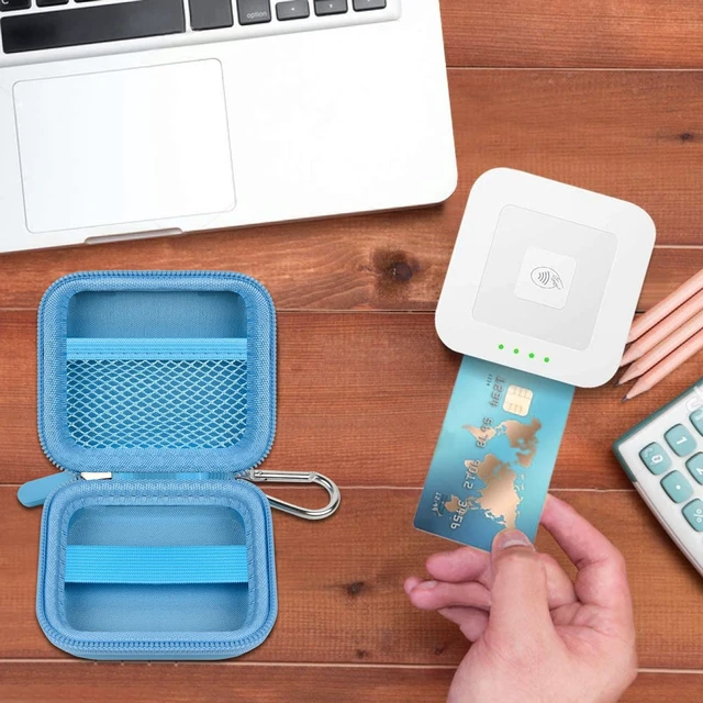 Alt view image 6 of 7 - Hard Case for Square Reader for Contactless and Chip (2nd Gen) | Hard EVA Protects from Drops and Pressure; Mesh Pocket Organizes USB Cable, Carabiner Clips to Work Bags, Blue, Case Only