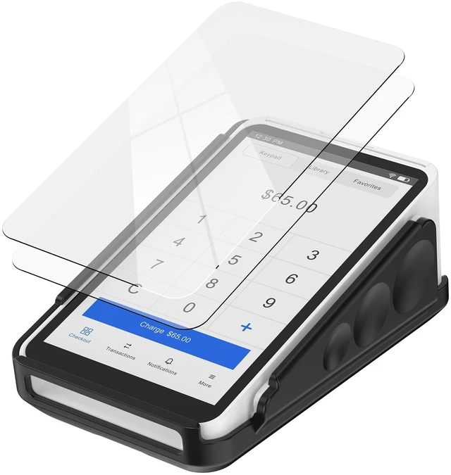 Main image of Protective Case and Screen Protector for Square Terminal, Plastic Protective Hard Case Anti-Slip Grip Design, Anti-Scratch Tempered Glass Screen Protector(Black)