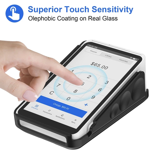 Alt view image 3 of 6 - Protective Case and Screen Protector for Square Terminal, Plastic Protective Hard Case Anti-Slip Grip Design, Anti-Scratch Tempered Glass Screen Protector(Black)