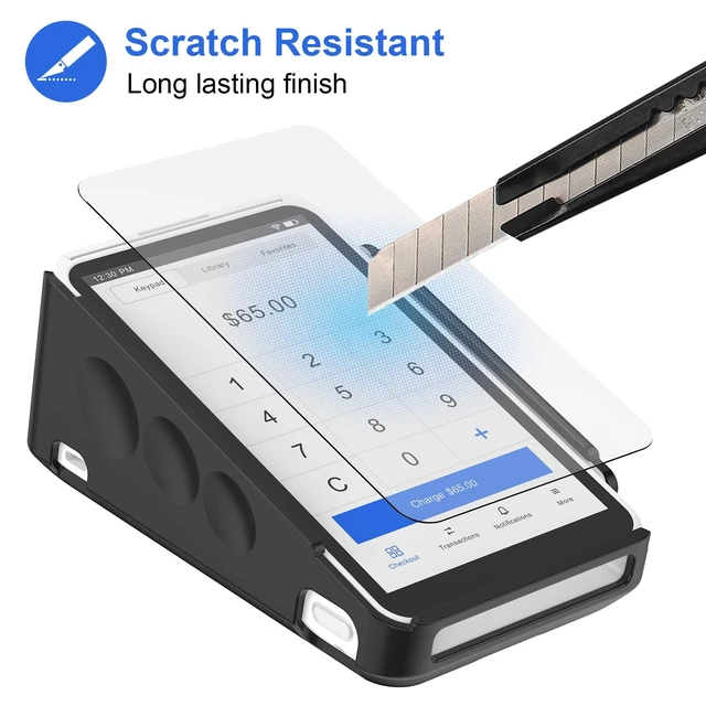Alt view image 5 of 6 - Protective Case and Screen Protector for Square Terminal, Plastic Protective Hard Case Anti-Slip Grip Design, Anti-Scratch Tempered Glass Screen Protector(Black)