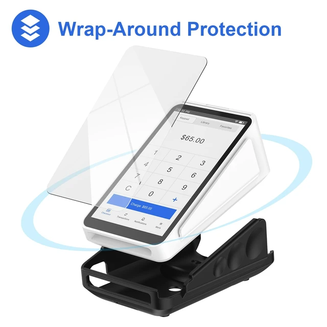 Alt view image 6 of 6 - Protective Case and Screen Protector for Square Terminal, Plastic Protective Hard Case Anti-Slip Grip Design, Anti-Scratch Tempered Glass Screen Protector(Black)