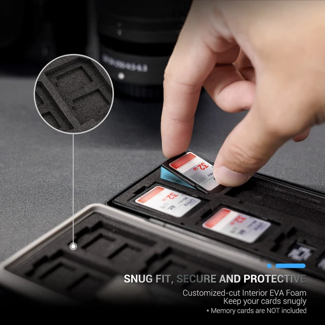 Alt view image 4 of 7 - 24 Slots Memory Card Case Holder for 16 Micro SD Cards, 8 SD Cards, Includes a 3 in 1 Type C USB 3.0 Micro USB 2.0 Memory Card Reader, Water-Resistant Anti-Shock