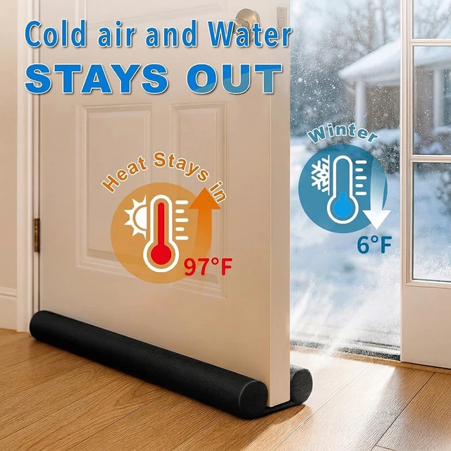 Alt view image 2 of 7 - Large Door Draft Stopper for Bottom of Doors 36 Under Door Sweep | Noise Blocker Black Gap Filler Stoppers Adjustable Doors Seal Sweep Guard, Window Breeze Stoppers, Home Essentials Gadgets
