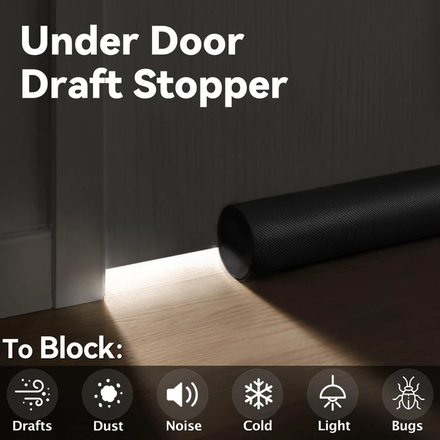 Alt view image 3 of 7 - Large Door Draft Stopper for Bottom of Doors 36 Under Door Sweep | Noise Blocker Black Gap Filler Stoppers Adjustable Doors Seal Sweep Guard, Window Breeze Stoppers, Home Essentials Gadgets